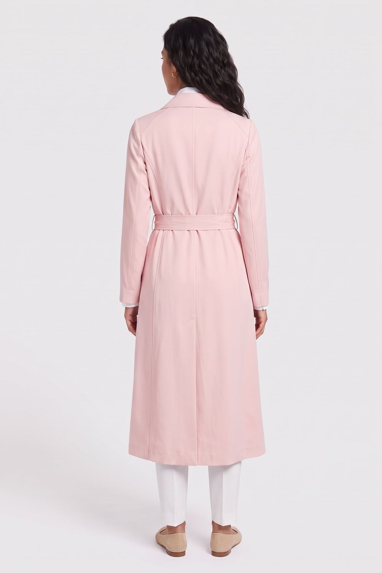 LONG LENGTH WRAP BELTED COAT PINK 2