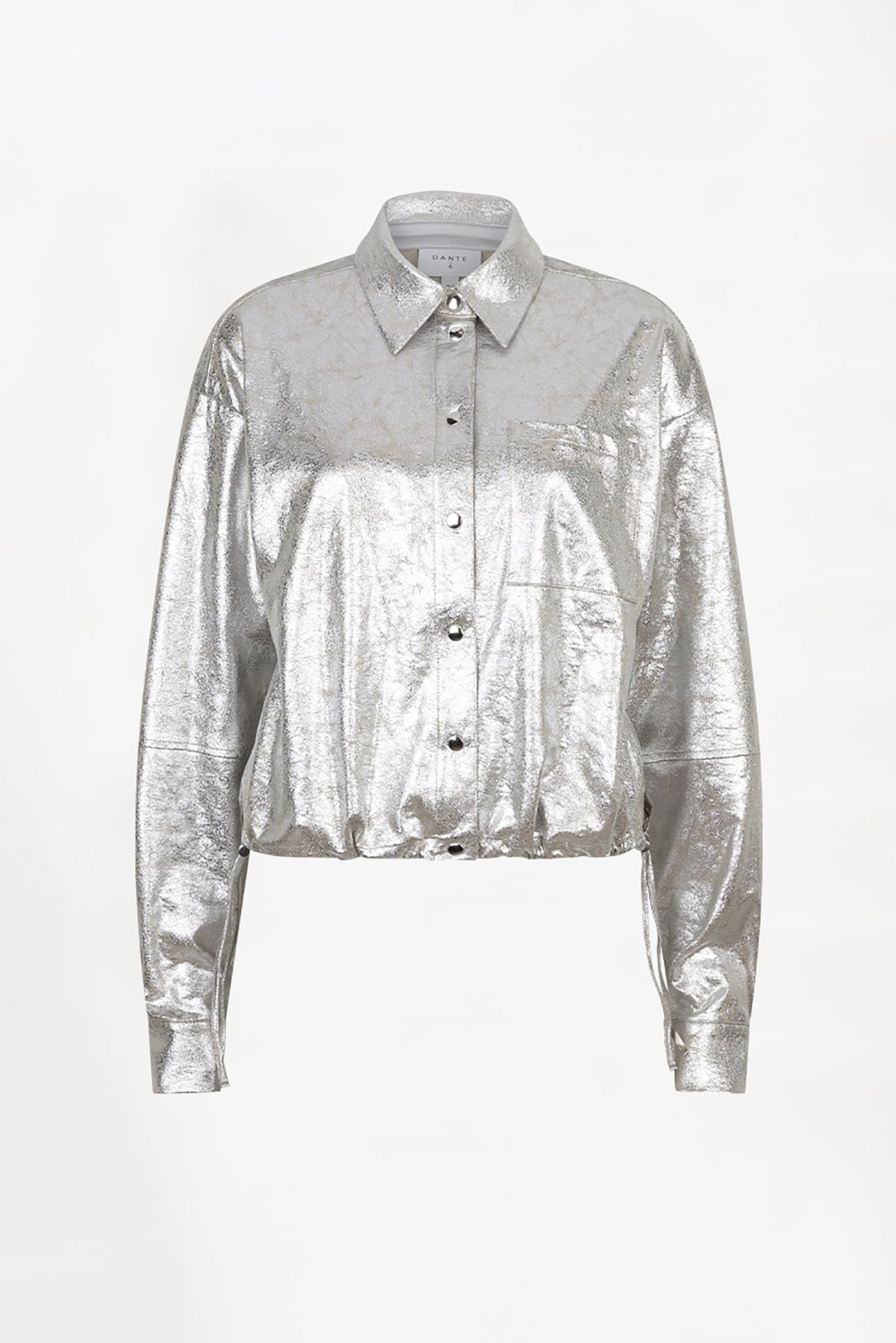 NIKTA METALLIC FAUX LEATHER SHIRT SILVER 5