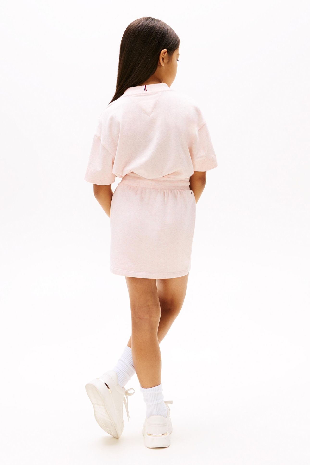GIRLS PLEAT TERRY SKIRT CORAL ICE HEATHER 3