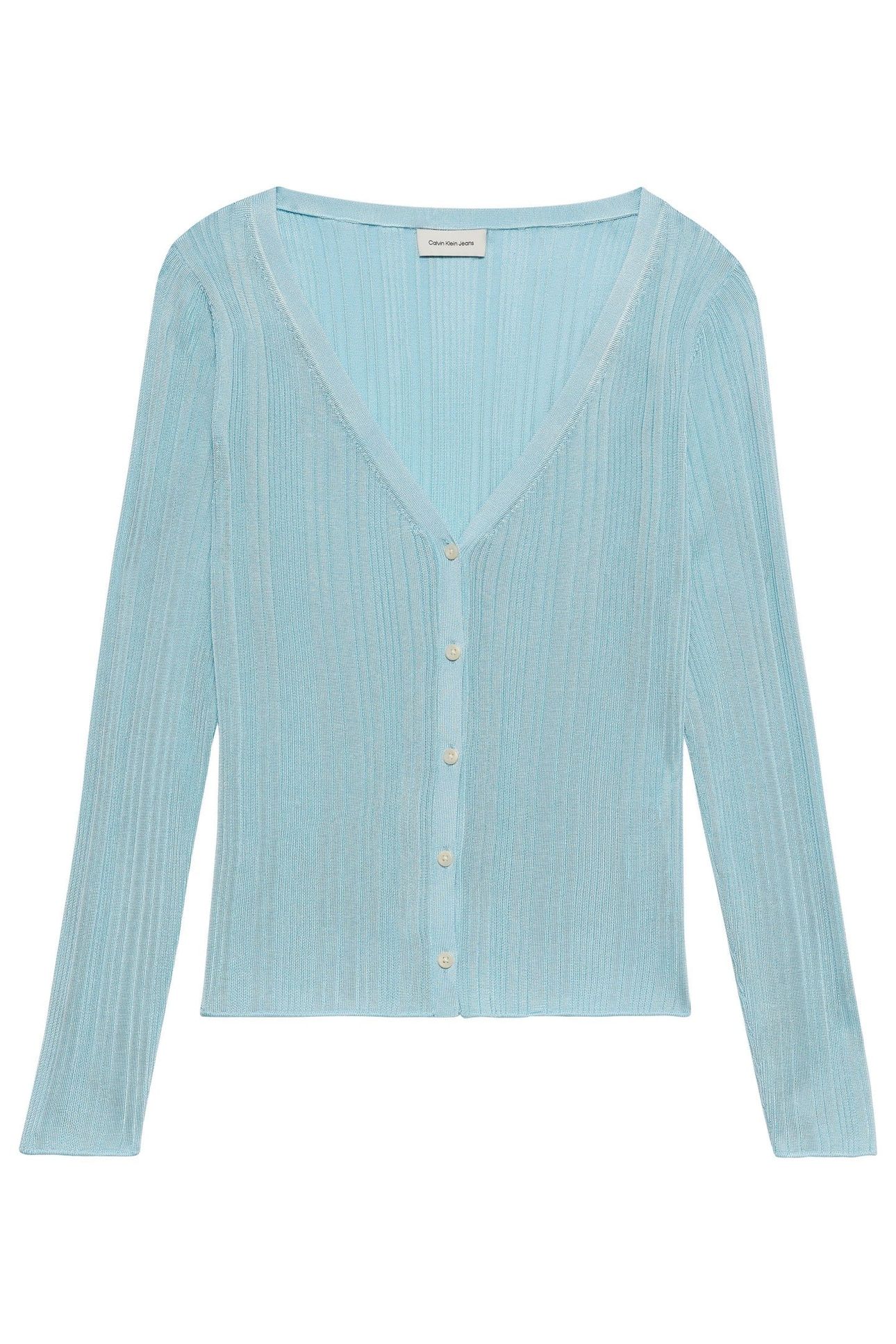 SHINY VISCOSE RIB CARDIGAN COOL BLUE 1