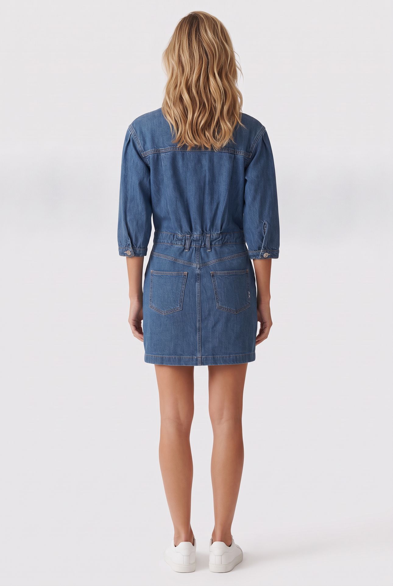 WASHED BUTTON THROUGH DENIM DRESS WASHED INDIGO 2