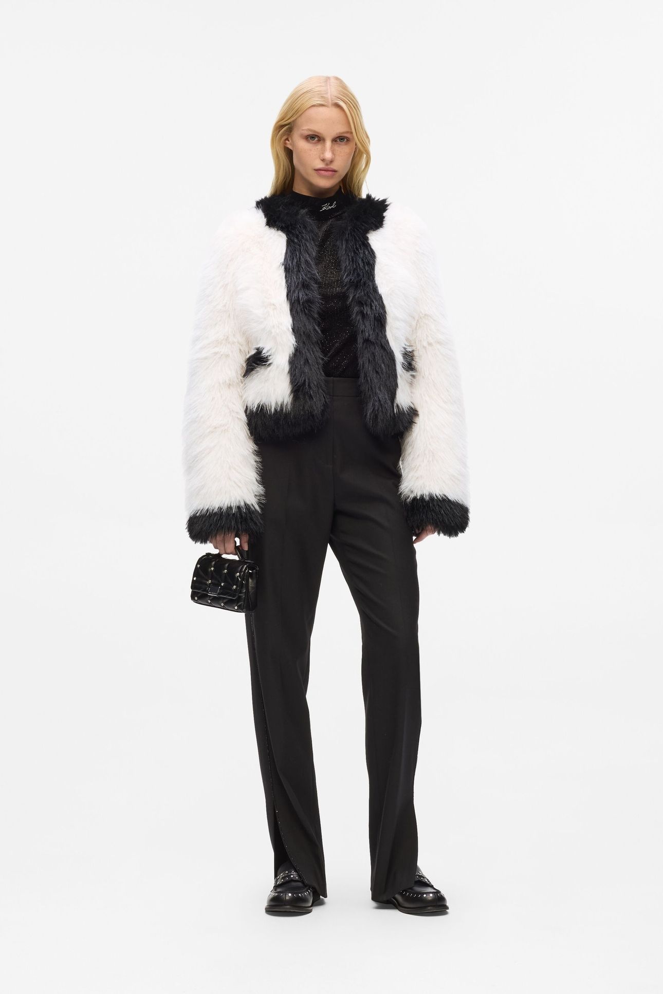 FAUX FUR JACKET WHITE/BLACK 3