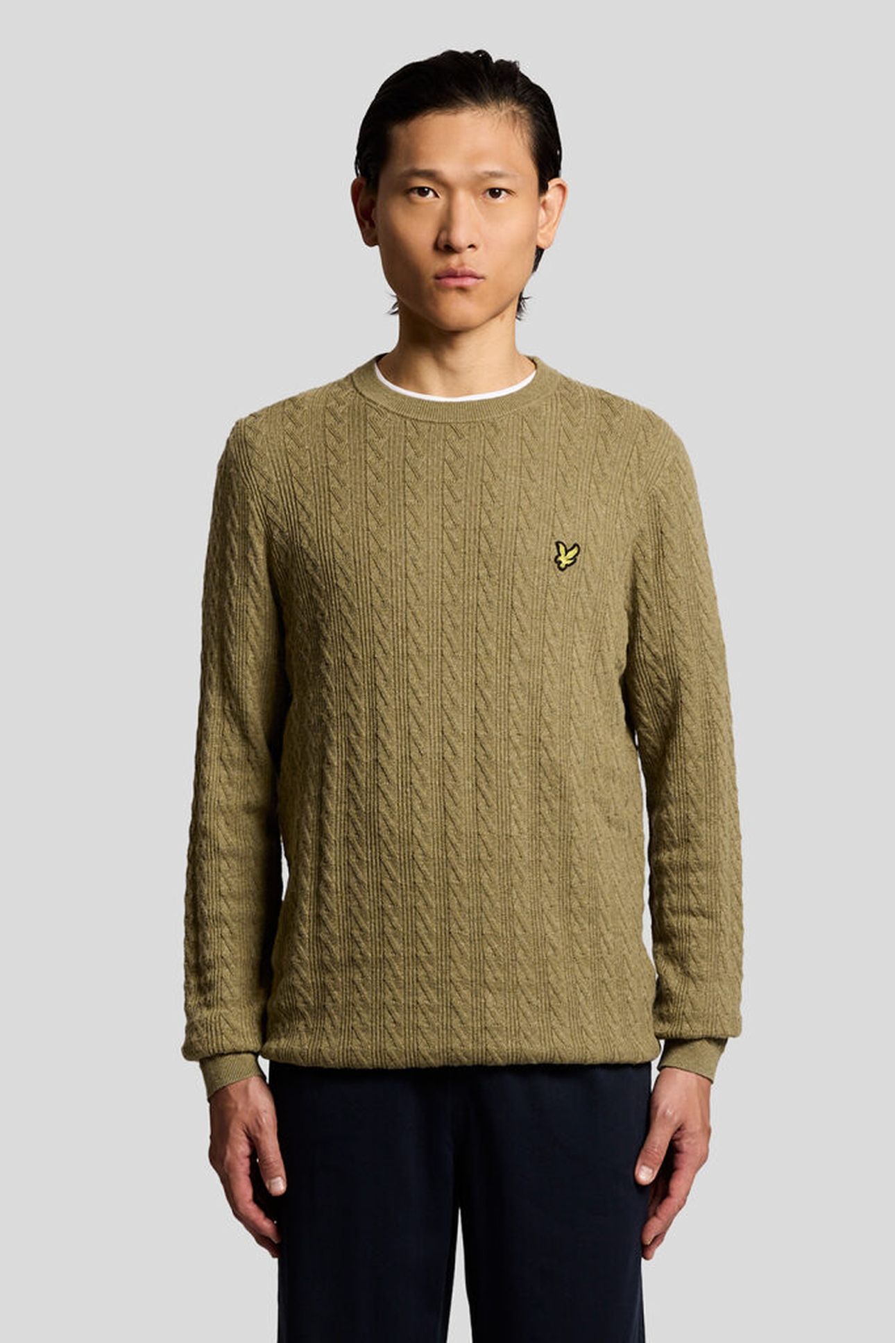 LINEN BLEND LONG SLEEVE JUMPER HERB GREEN MARL 1