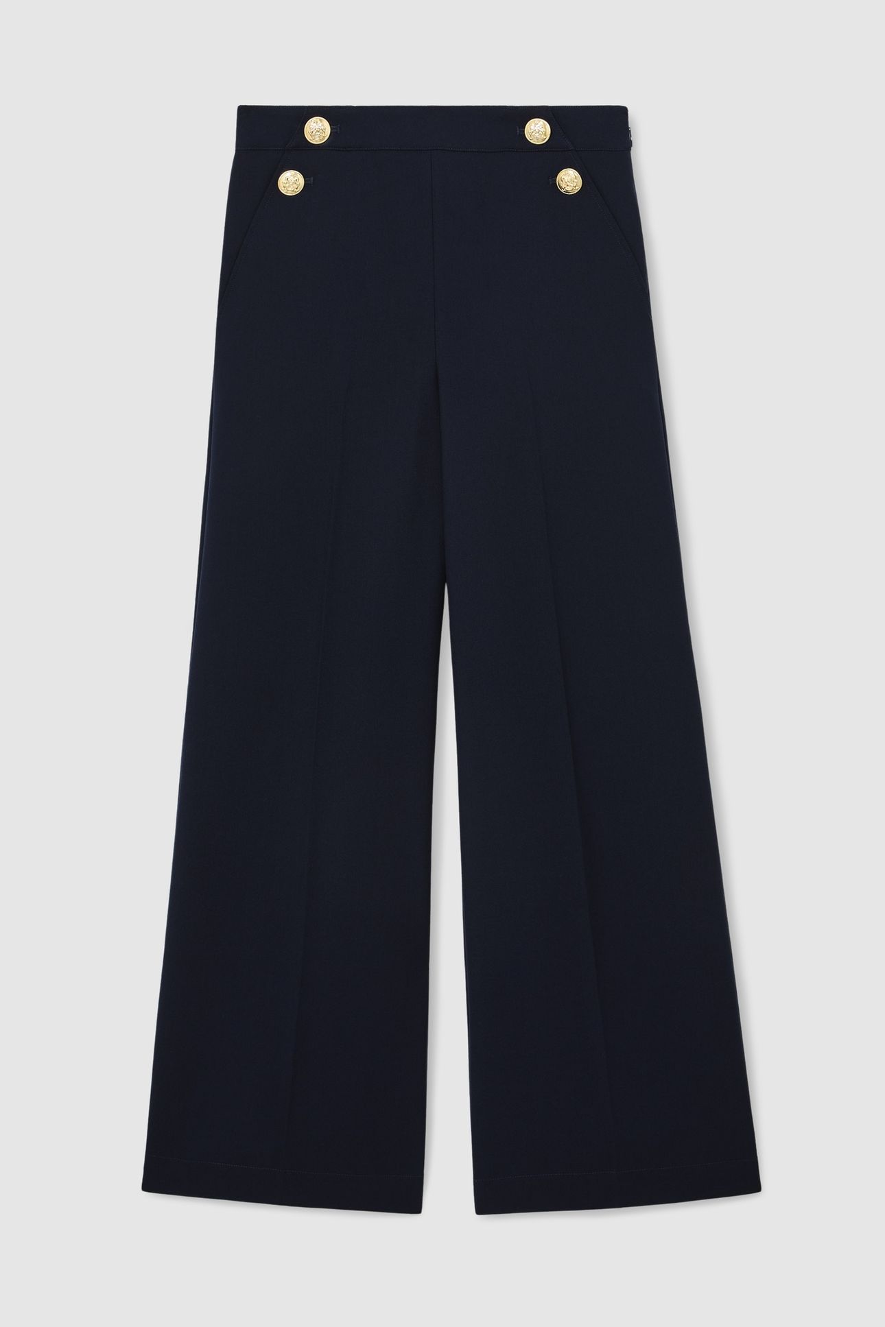 BUTTON DETAIL WIDE LEG TROUSER NAVY 5