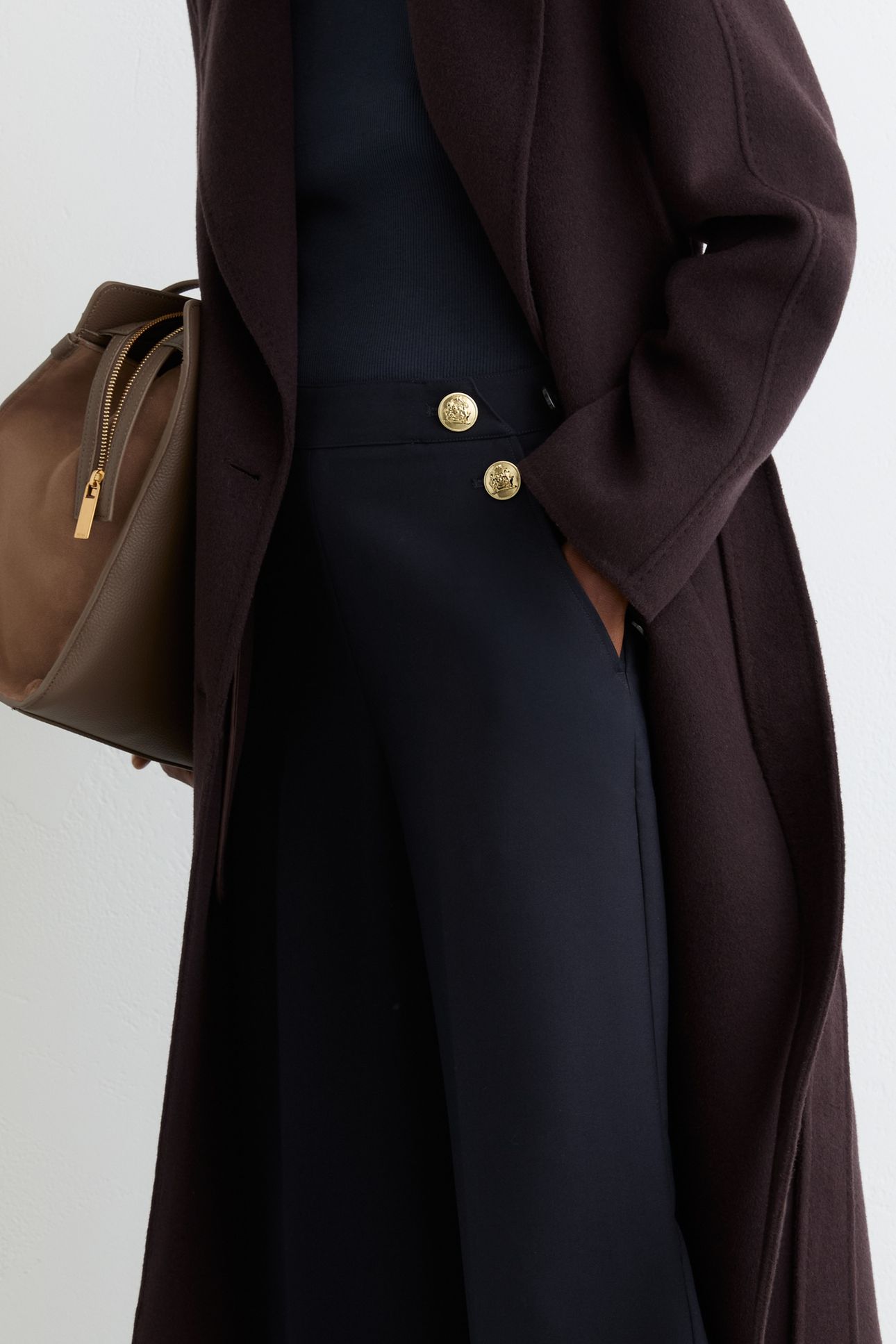 BUTTON DETAIL WIDE LEG TROUSER NAVY 8