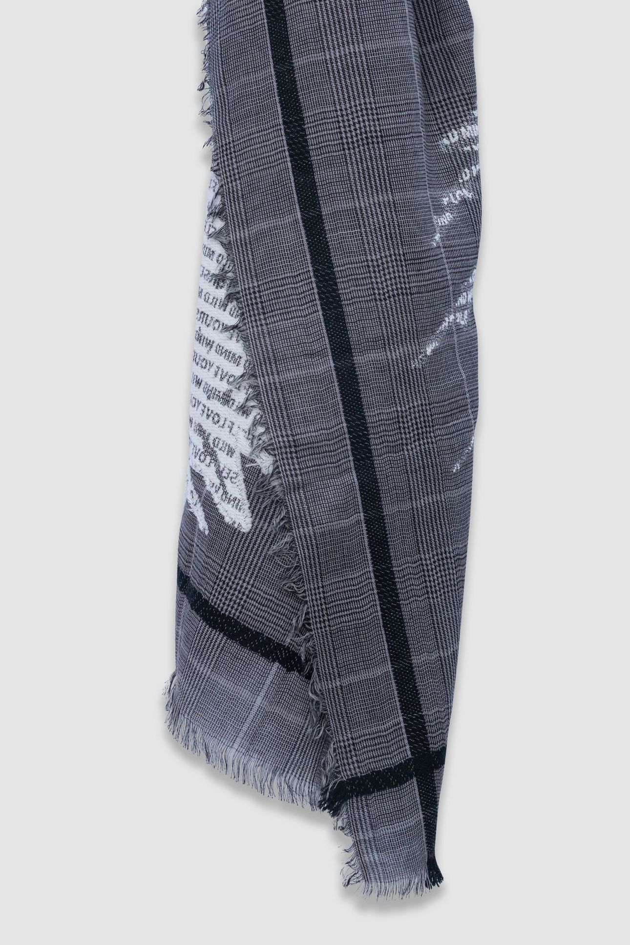 GREY PRINCE OF WALES SCARF WITH EMBROIDERY 3