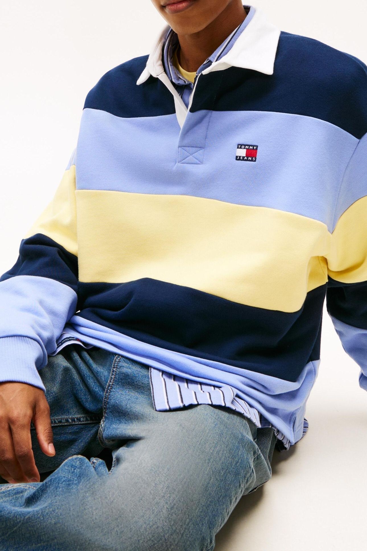 TJM RELAXED BADGE STRIPE D N NAVY/NORDIC IRIS/CITRONELLA 5