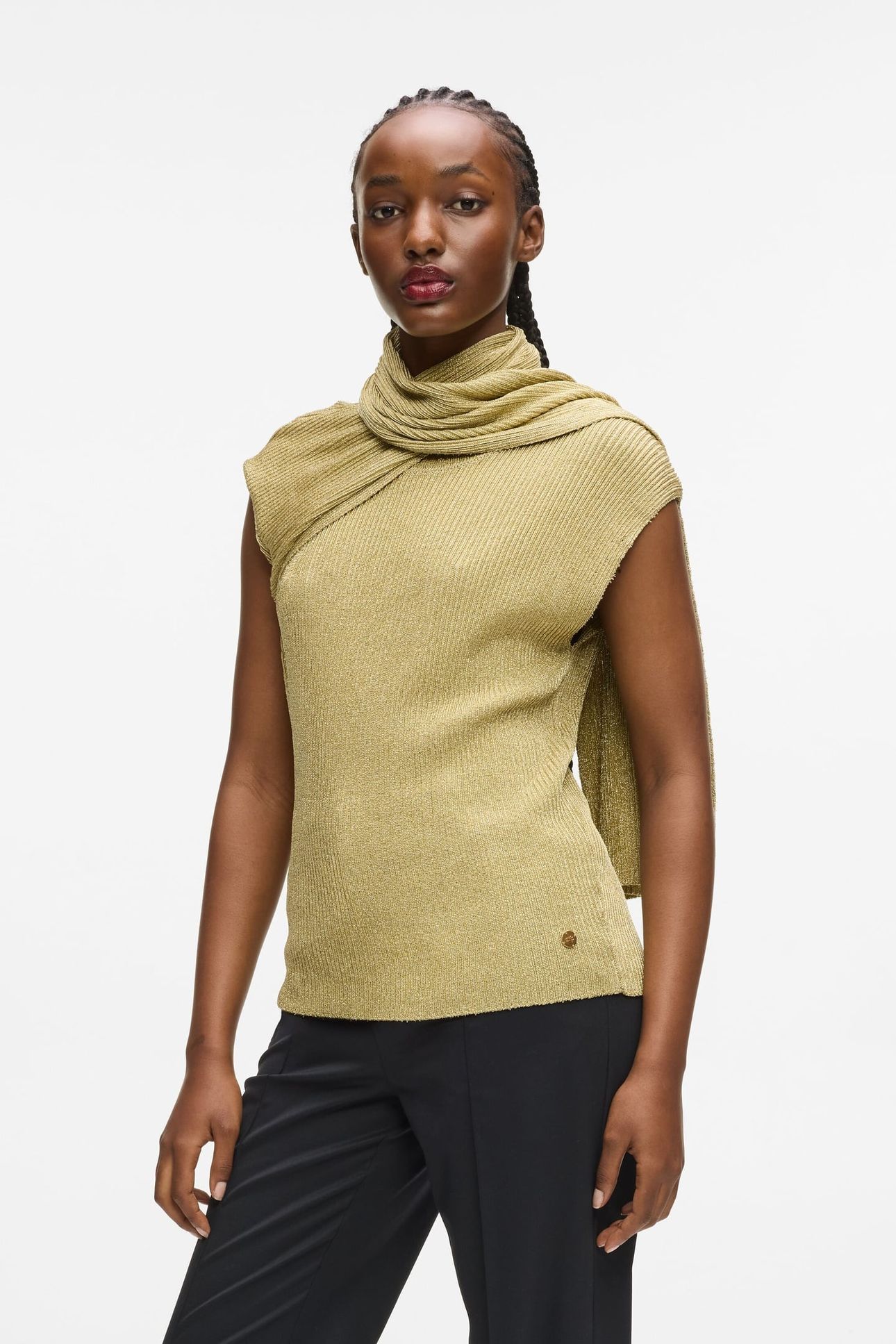 LUREX KNIT SELF TIE TOP LIGHT GOLD 1