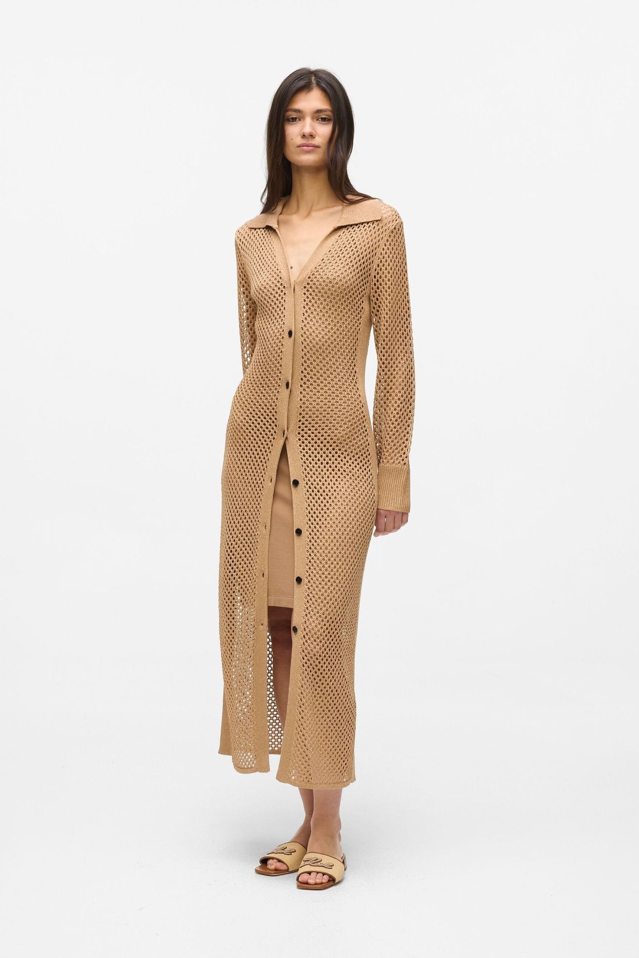 CROCHET KNIT DRESS NOUGAT 2