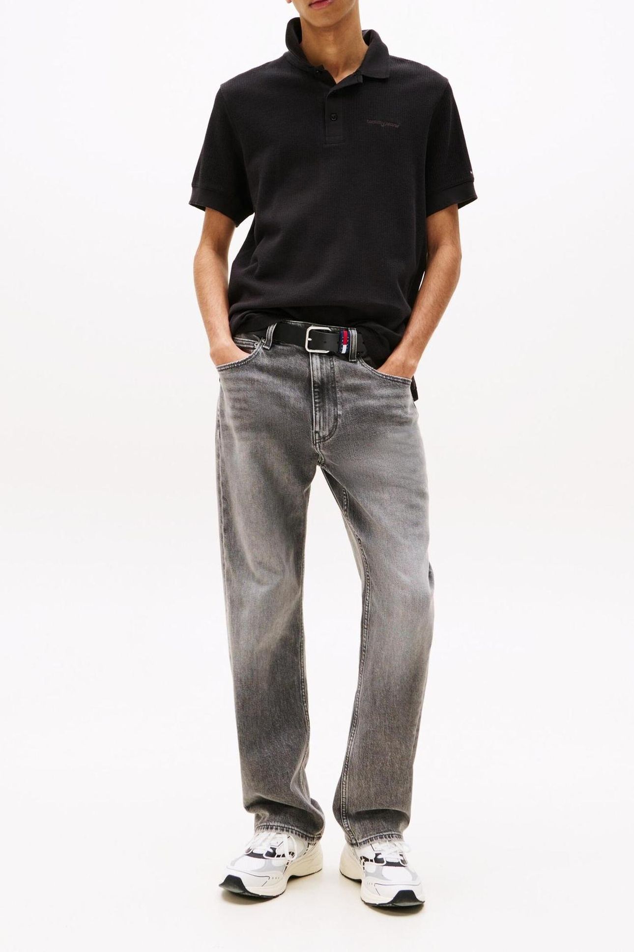 TJM REG WAFFLE POLO BLACK 2