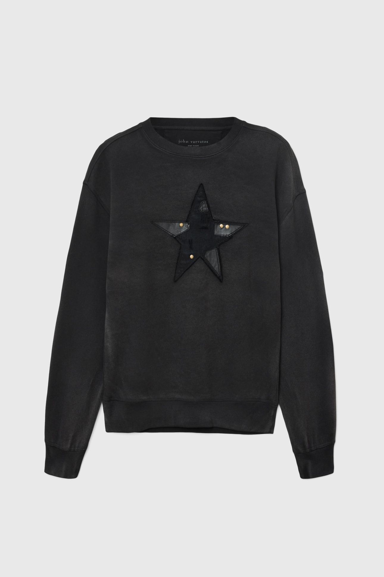 LS PULLOVER CREW -MENDED STAR CREW NECK BLACK 2