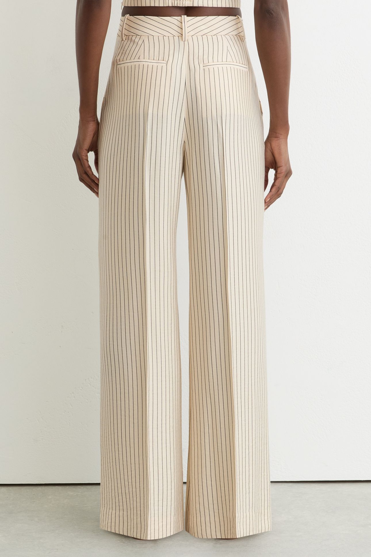 PINSTRIPE WIDE LEG TROUSER CREAM/BLACK 4