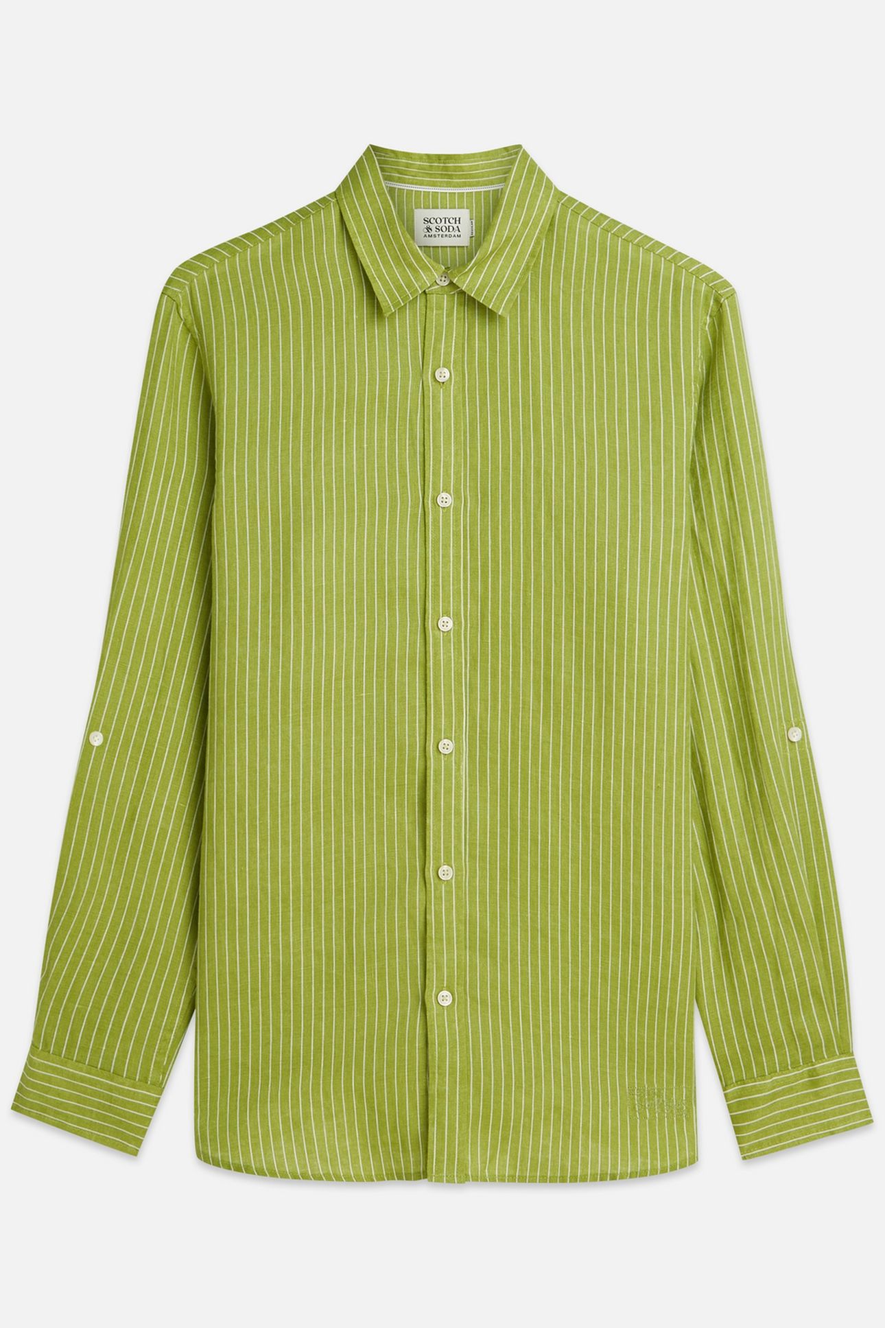 LINEN STRIPED REGULARFIT SHIRT DARK GREEN 4