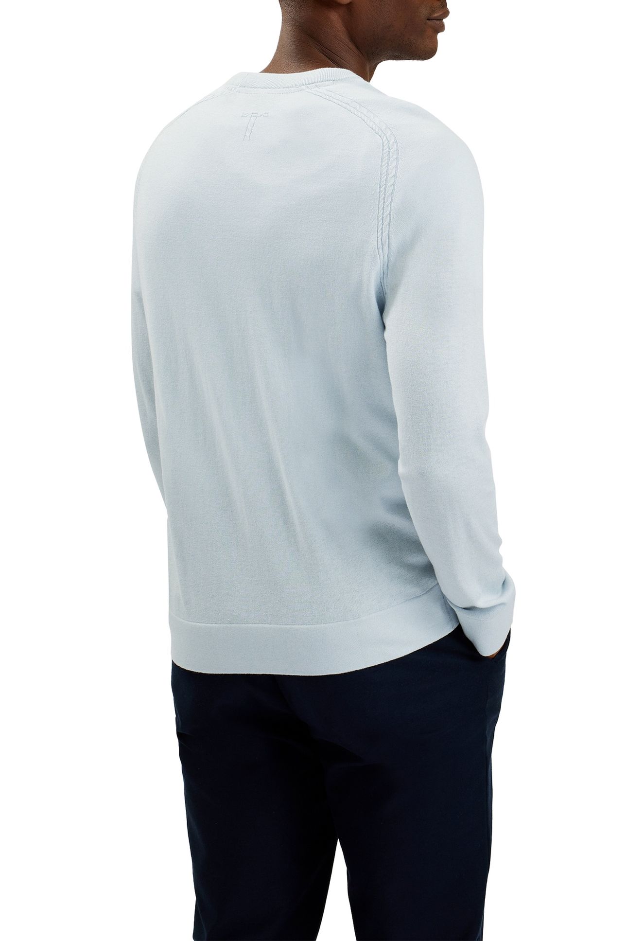 TIVOL LS REGULAR SILK BLEND CREW NECK PL-BLUE 2