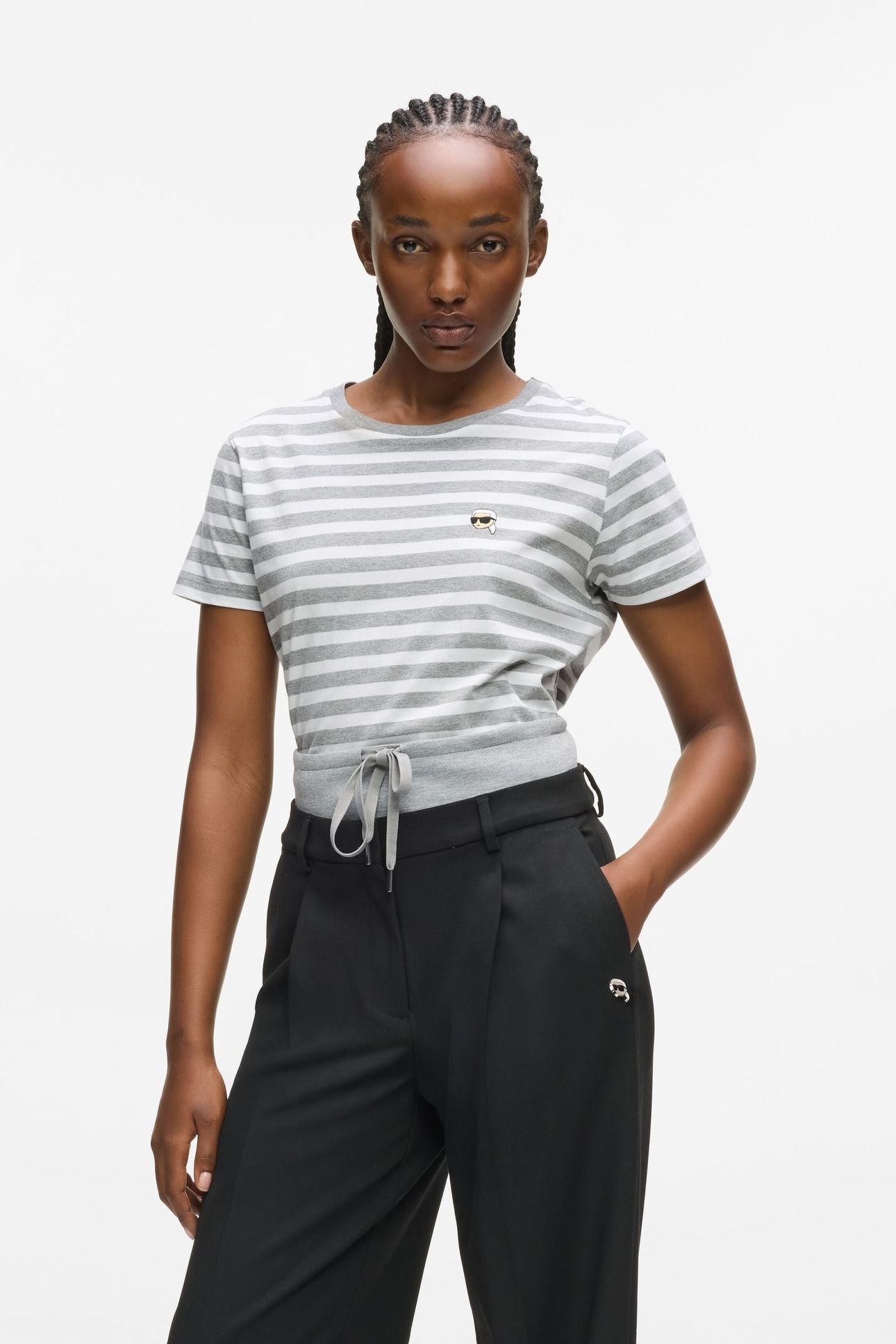IKON STRIPE T-SHIRT WHITE-GREY-STRIPE 1