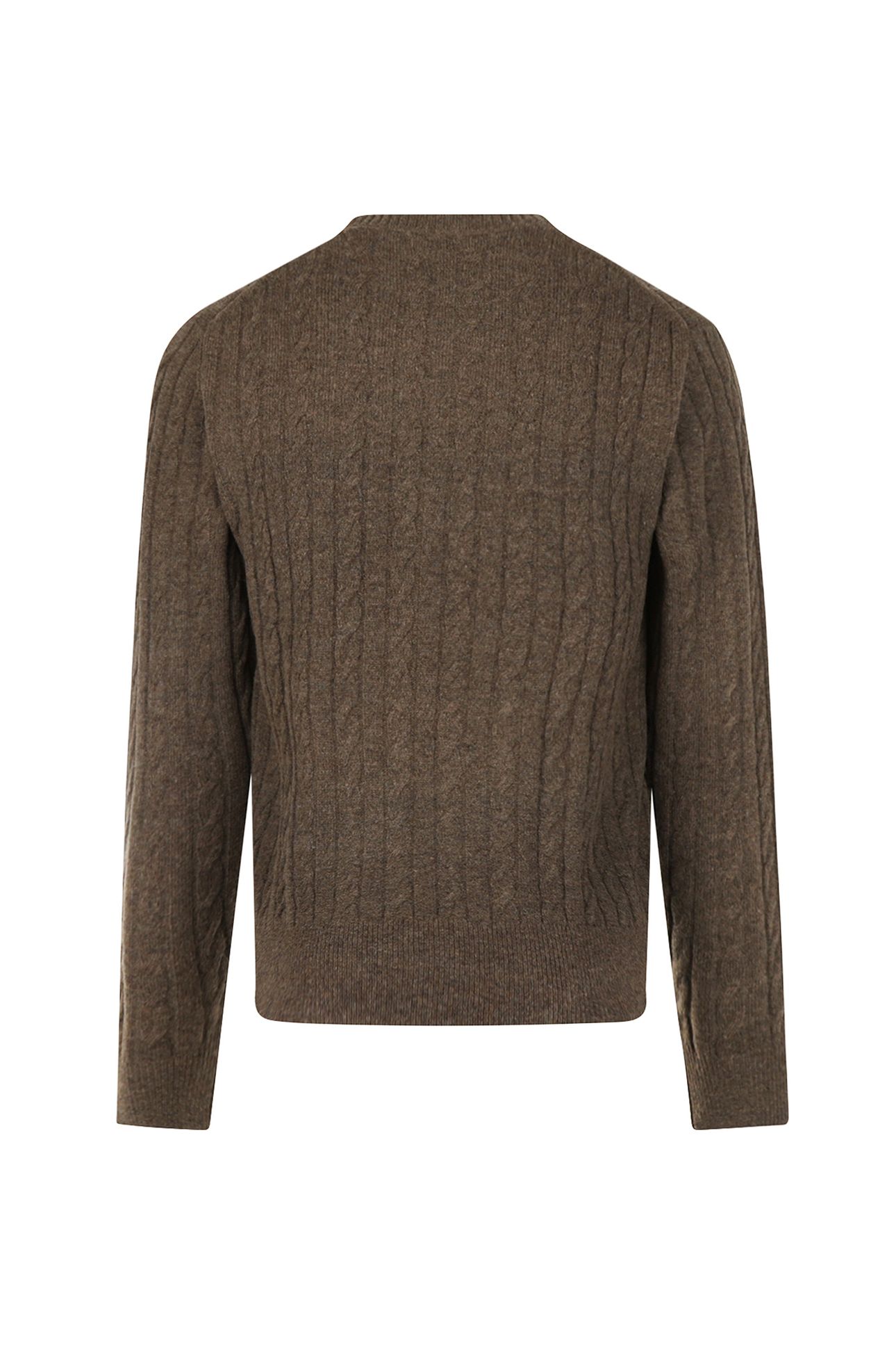 CABLE CREW NECK SWEATER CHOCOLATE BROWN 3