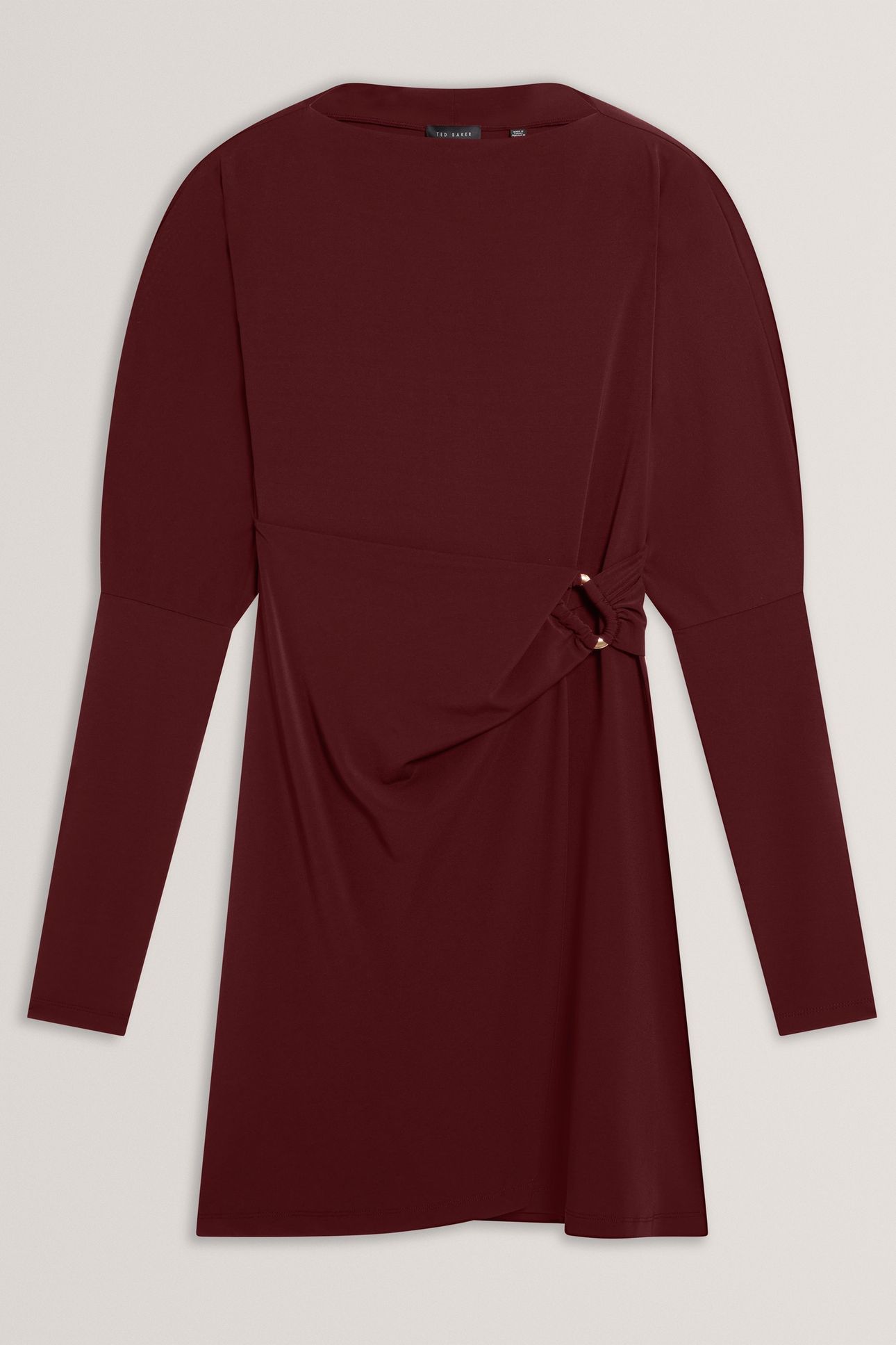 WRAP JERSEY MINI DRESS OXBLOOD 3