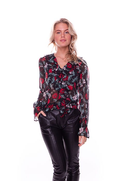 JONI RUFFLE FLOWER BLOUSE BLACK 3
