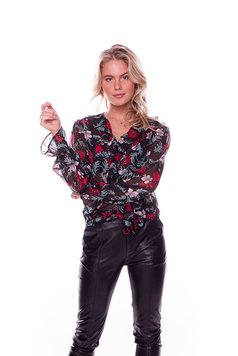 JONI RUFFLE FLOWER BLOUSE BLACK 4