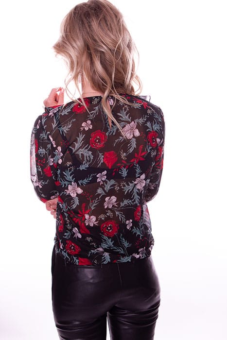 JONI RUFFLE FLOWER BLOUSE BLACK 2