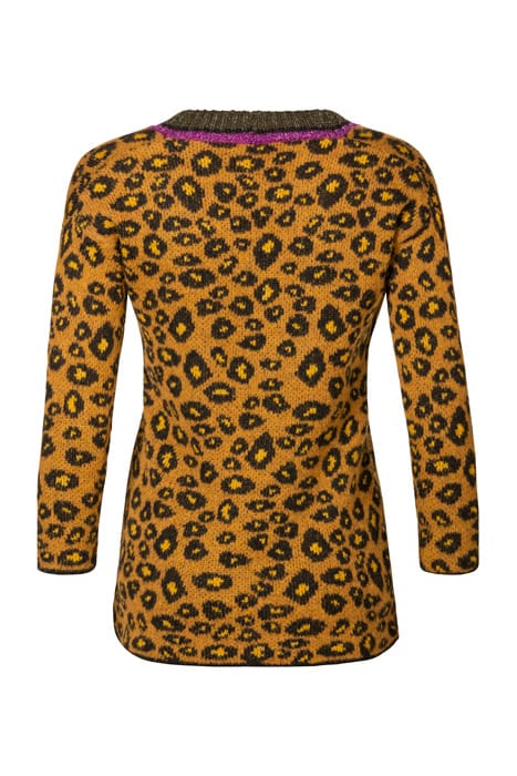 CARDIGAN LEOPARD WITH LUREX MUSTARD COMB. 3