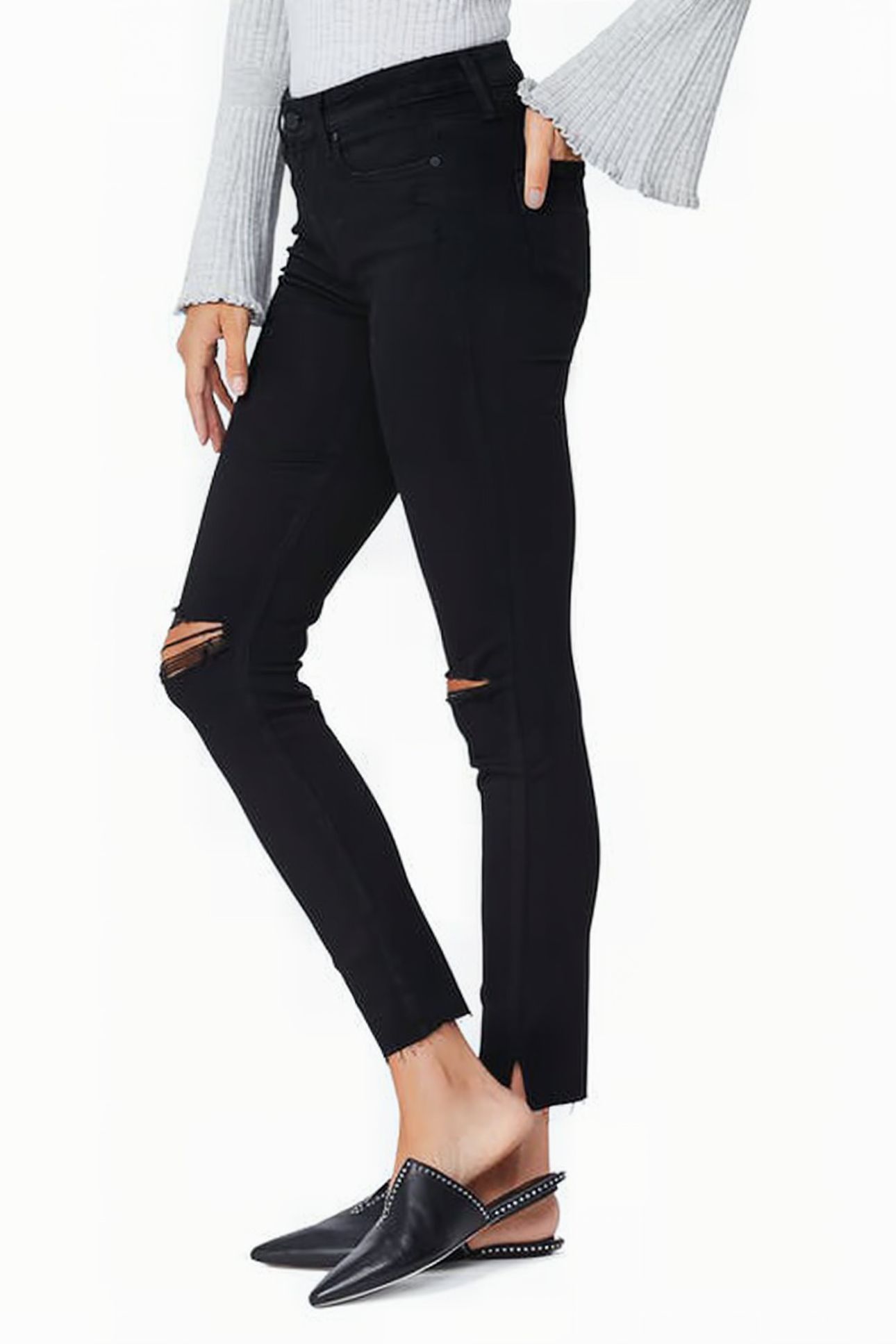 HOXTON ANKLE OTSM SLIT RAW HEM BLACK DAWN DESTRUCTED 2