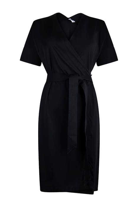 BELTED WRAP DRESS BLACK 1