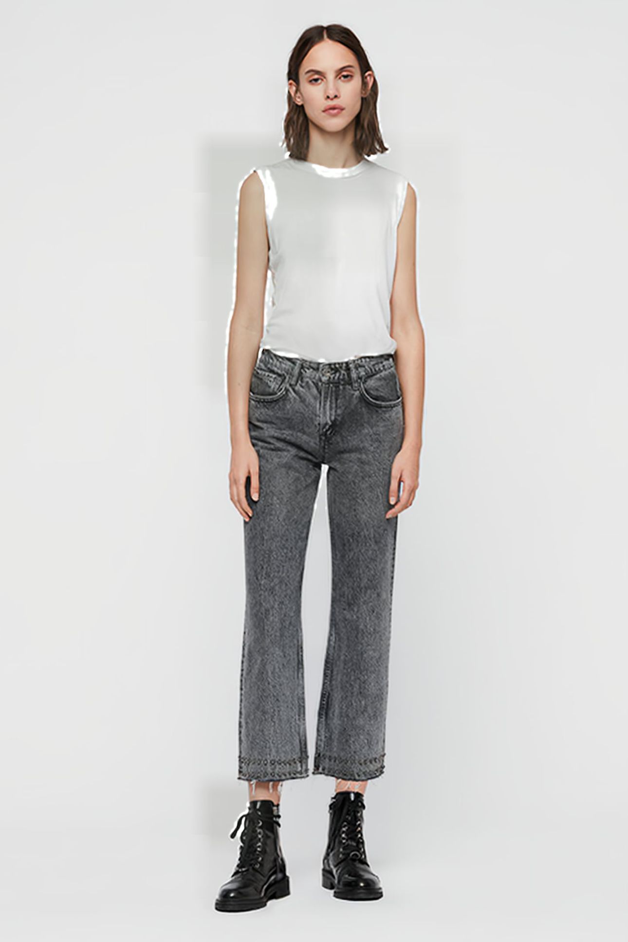 AVA STUD HEM JEAN WASHED BLACK 1