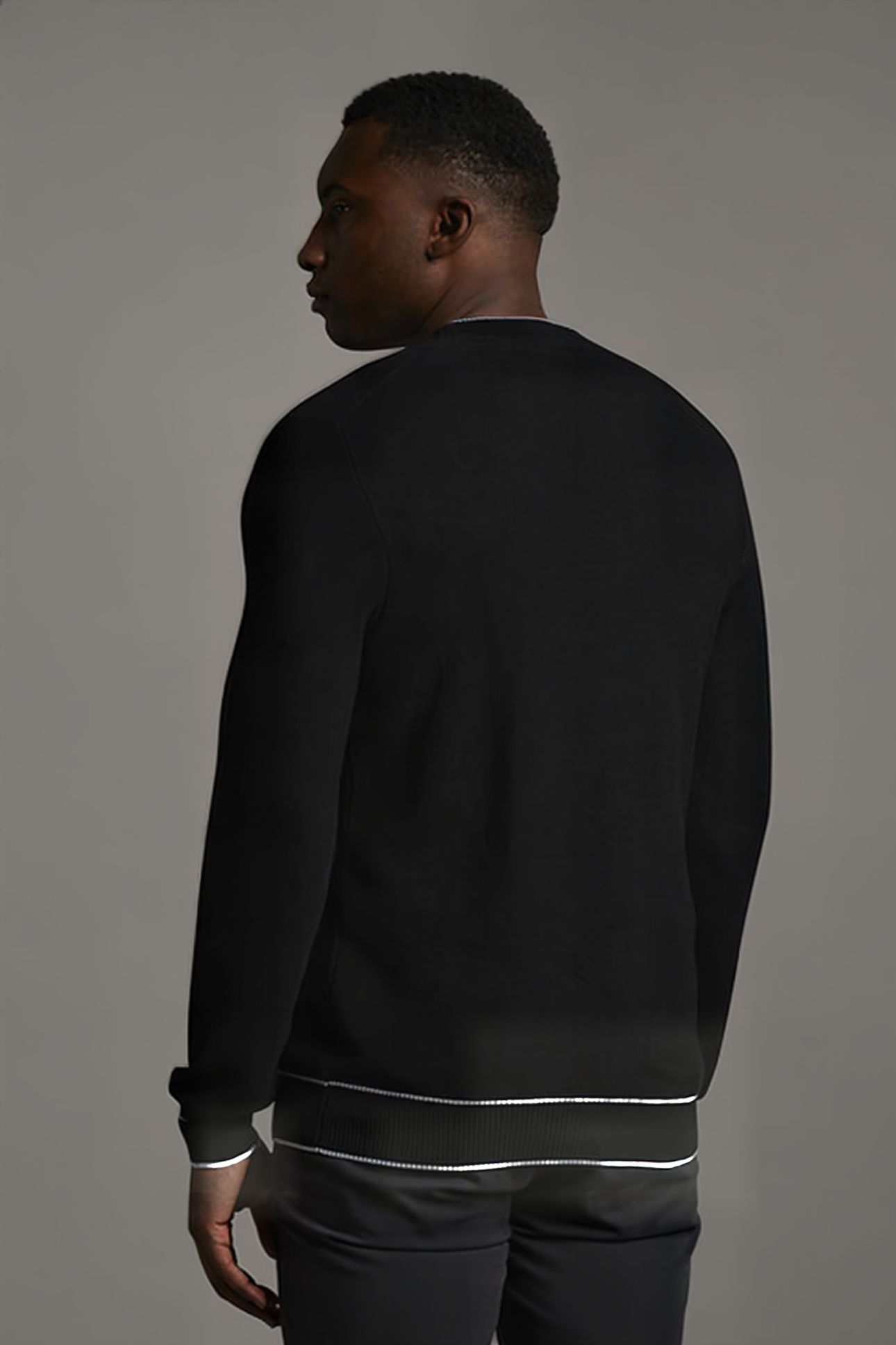 BLACK EAGLE TEXTURE KNIT CREW NECK JET BLACK 3