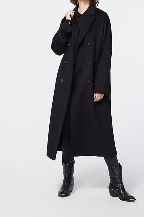 BLACK WOOL-BLEND CLOTH LONG COAT BLACK 1