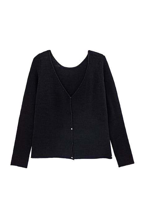 BLACK HAIRY DECORATIVE REVERSIBLE CARDIGAN BLACK 1