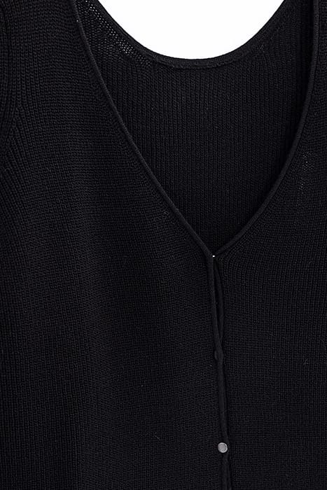 BLACK HAIRY DECORATIVE REVERSIBLE CARDIGAN BLACK 2