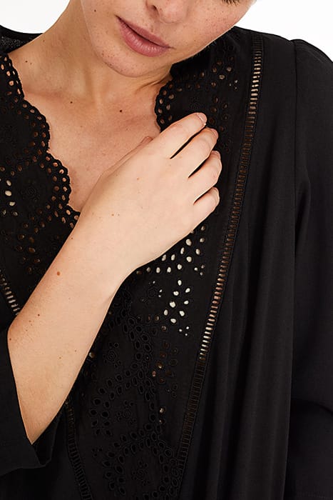 BLACK EYELET EMBROIDERY V-NECK TOP 6