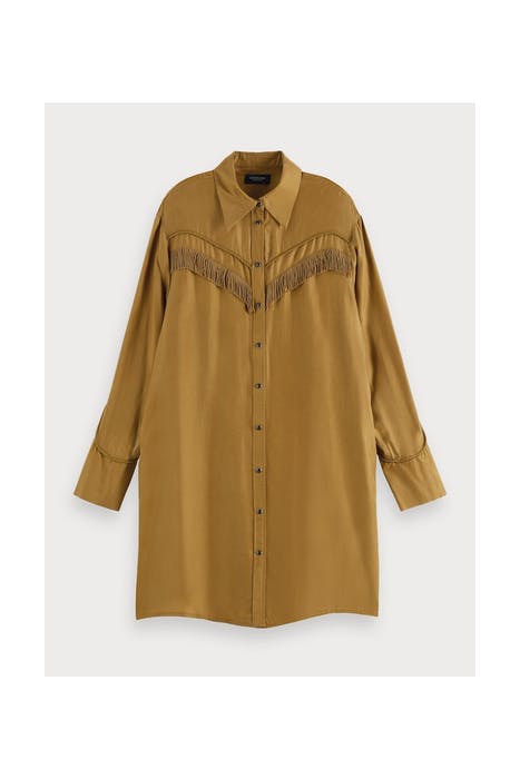 SHIRT-DRESS WITH WESTERN DETAILS KHAKI 1