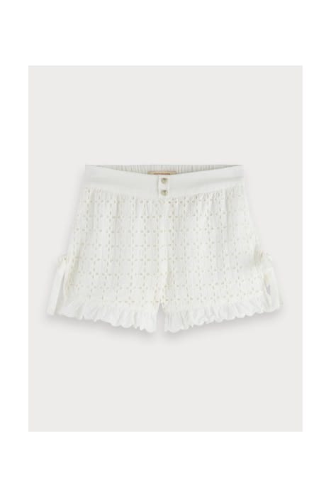 BRODERY ANGLAISE SHORTS WITH HIGH SIDE SLITS OFF WHITE 1