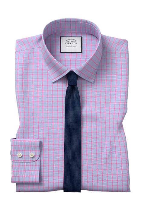 BLUE & PINK EXTRA SLIM FIT CLASSIC COLLAR POPLIN CHECK SHIRT 2