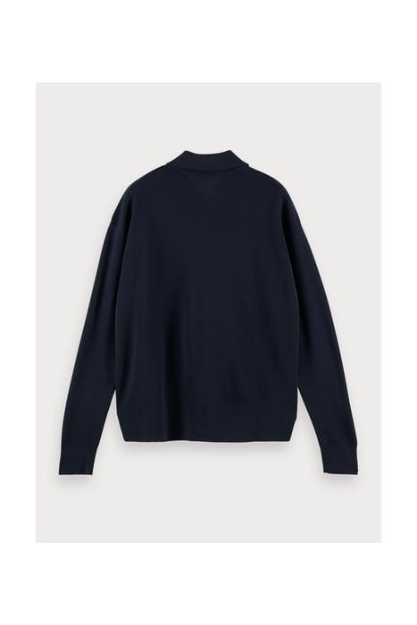 LONGSLEEVE KNITTED POLO PULLOVER IN MERINO WOOL NIGHT 2