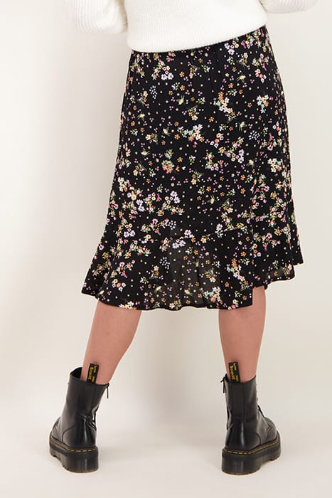 Black midi skirt with flowers 5