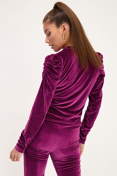 PAARSE VELVET TOP MET POFMOUWEN PURPLE PURPLE 2