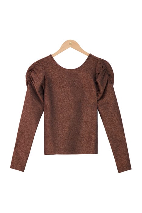 BRUINE GLITTER TOP MET LAAG UITGESNEDEN RUG BRONZE BRONZE 1