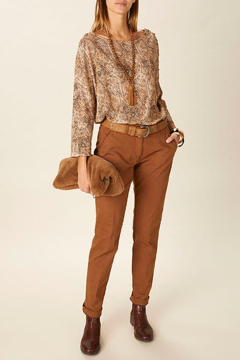 BOAT NECK POPOVER SHIRT BROWN 4