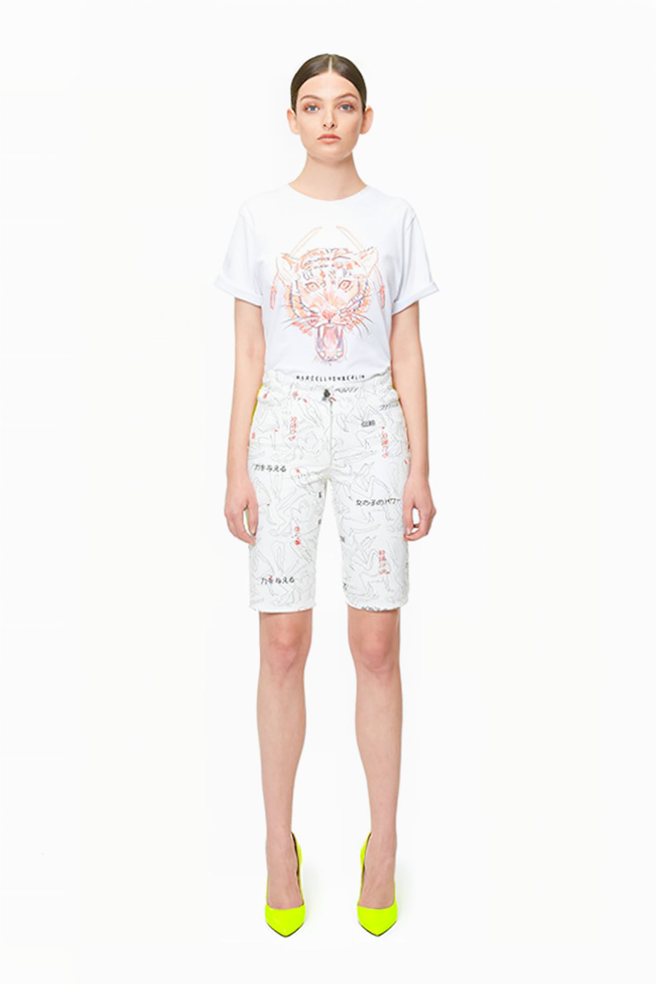 WOMEN'S PRINTED DENIM SHORTS LADIES WITH FONT PRINT. 1