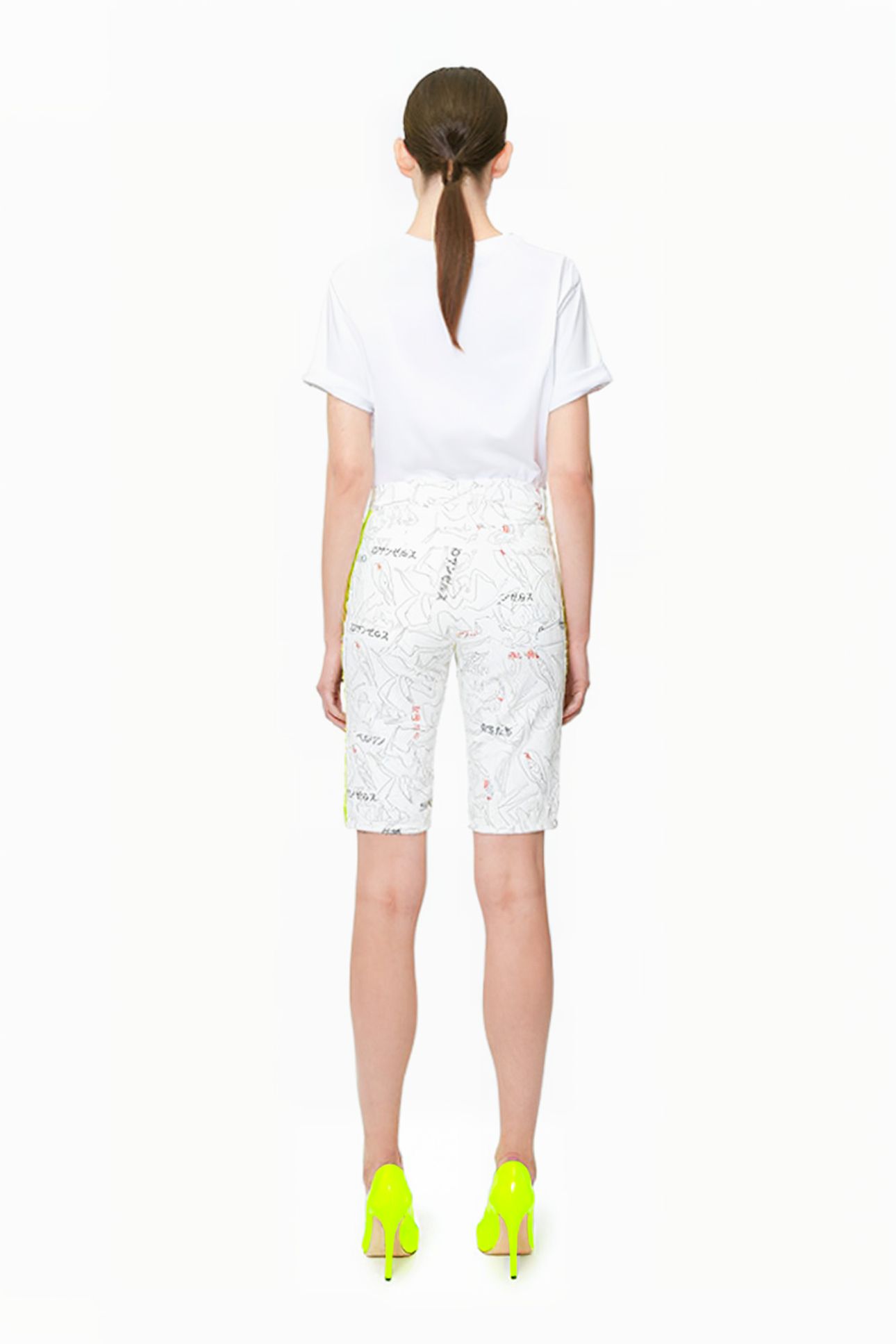 WOMEN'S PRINTED DENIM SHORTS LADIES WITH FONT PRINT. 2