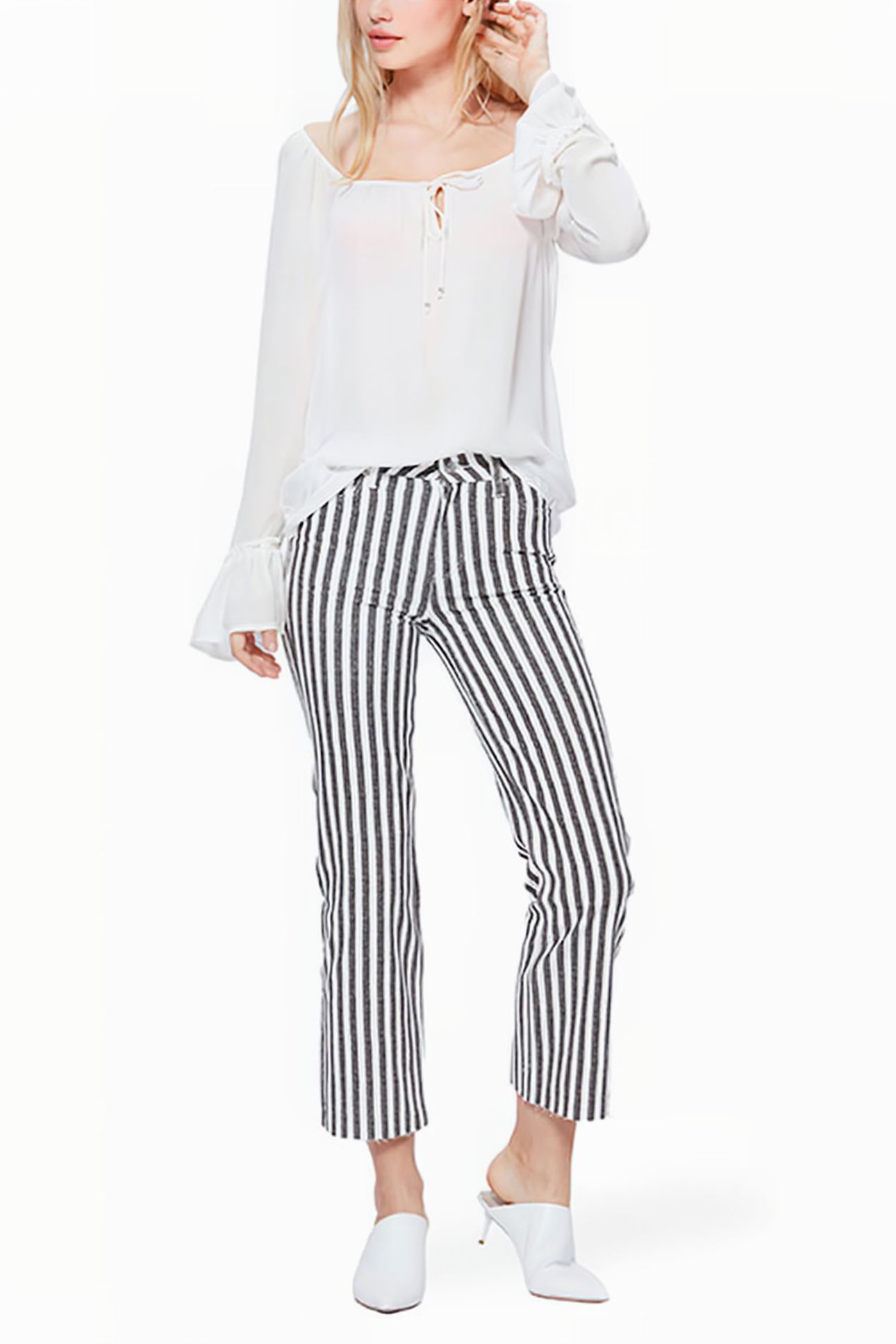 ATLEY ANKLE FLARE RAW HEM COVE STRIPE 4