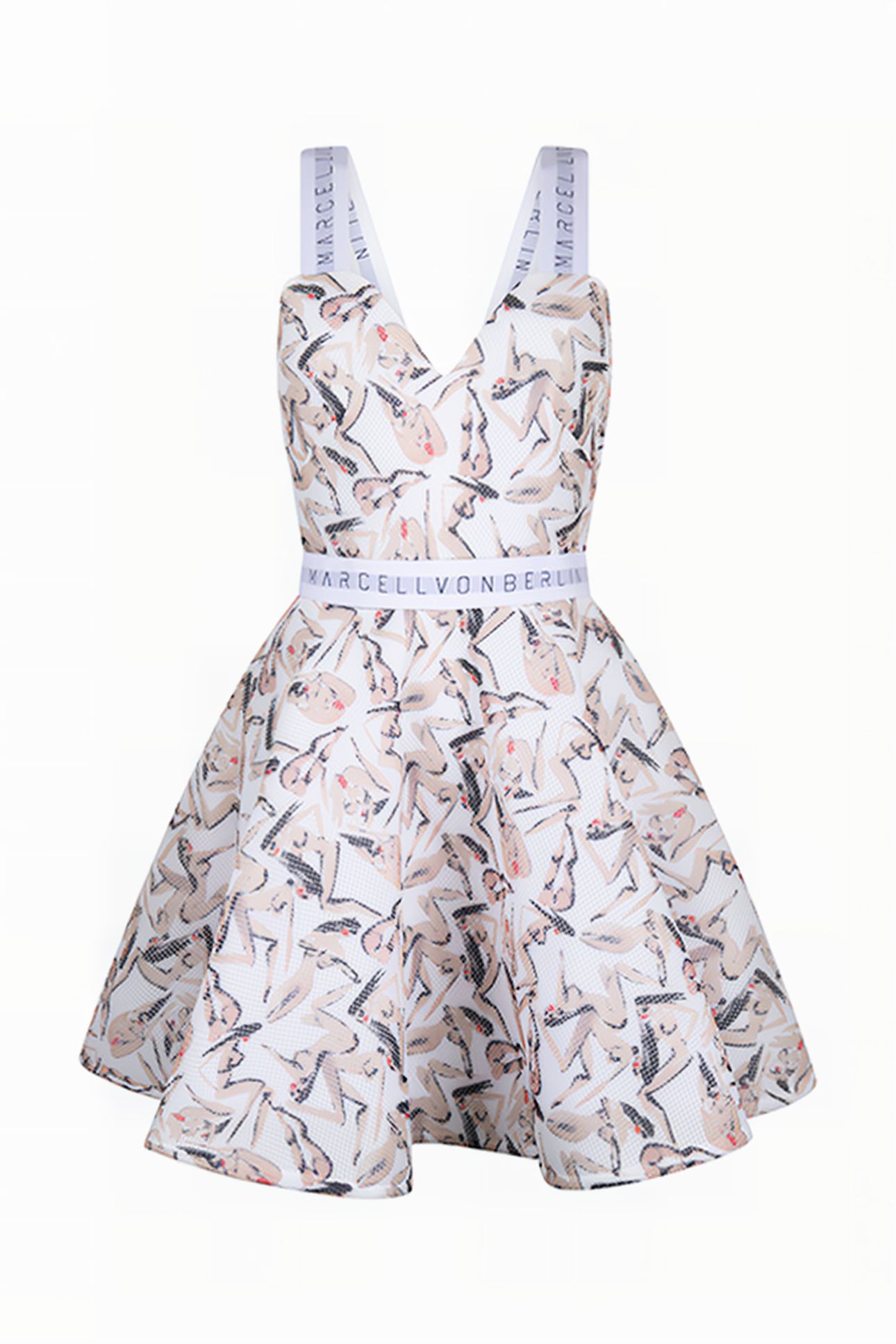 WOMENS MVB ICONIC SKATER DRESS PRINT / WHITE 1