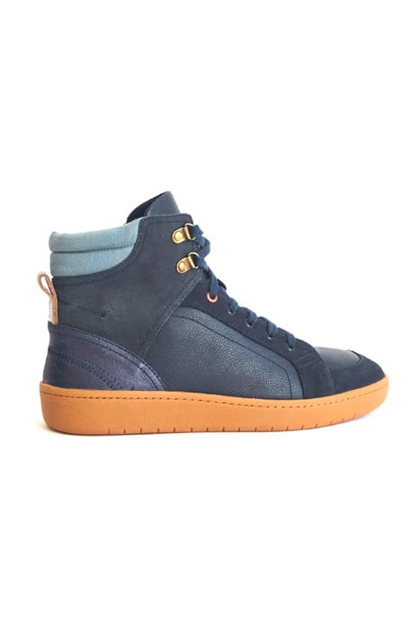 LEATHER AND SUEDE HIGH TOP T NAVY 1