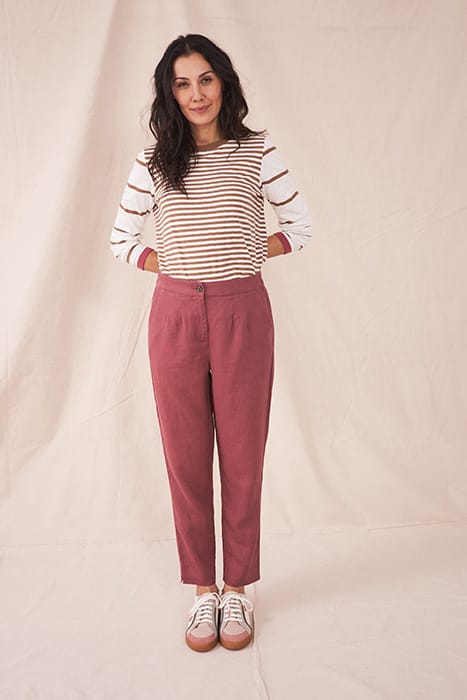 MADDIE LINEN TROUSER MID PLUM 2