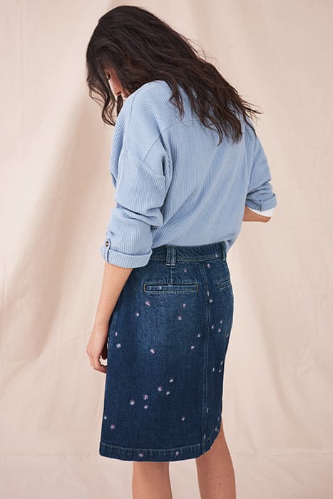 MELODY EMBROIDERED DENIM SKIRT MID DENIM 2
