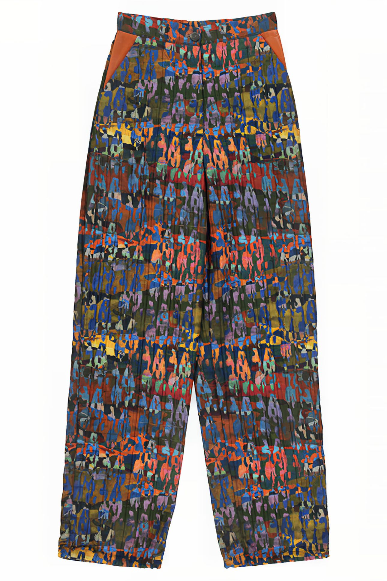 WOMEN'S WIDE LEG CAMOU PANTS WITH LEATHER POCKETS CAMOU PRIN 1