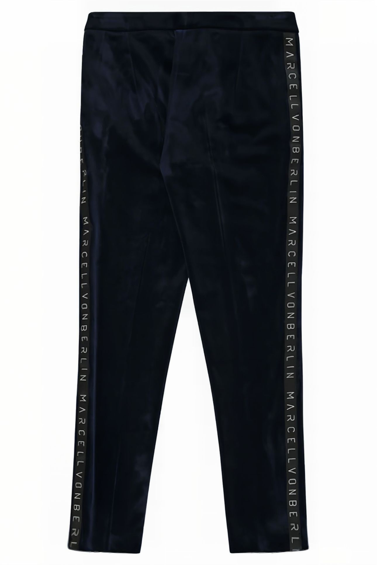 WOMEN'S LOGO VELVET JERSEY SKINNY PANTS NAVY 2